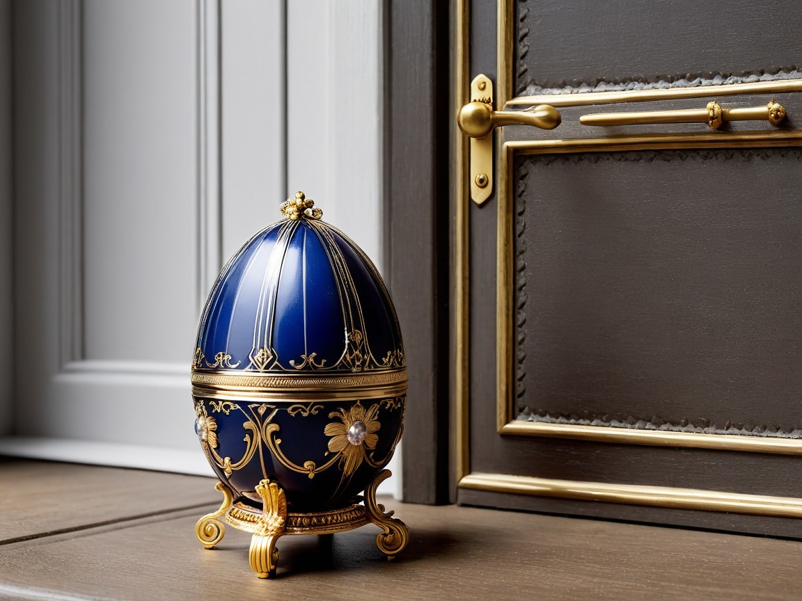 Deep Blue Decorative Egg with Gold Detailing