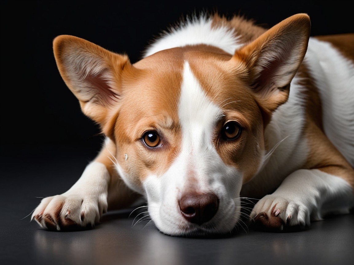Close-Up of a Calm Tricolor Dog with Expressive Eyes