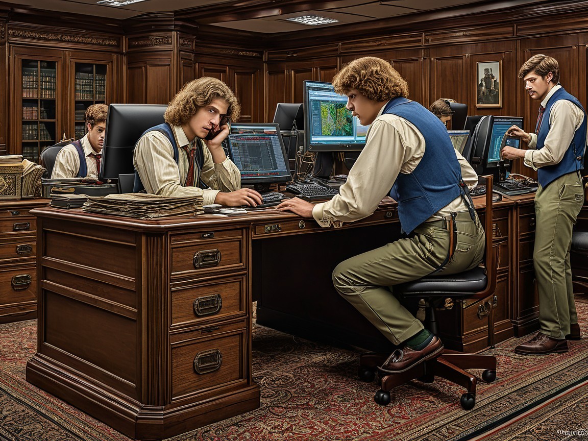 Young Professionals Working in Elegant Office Setting