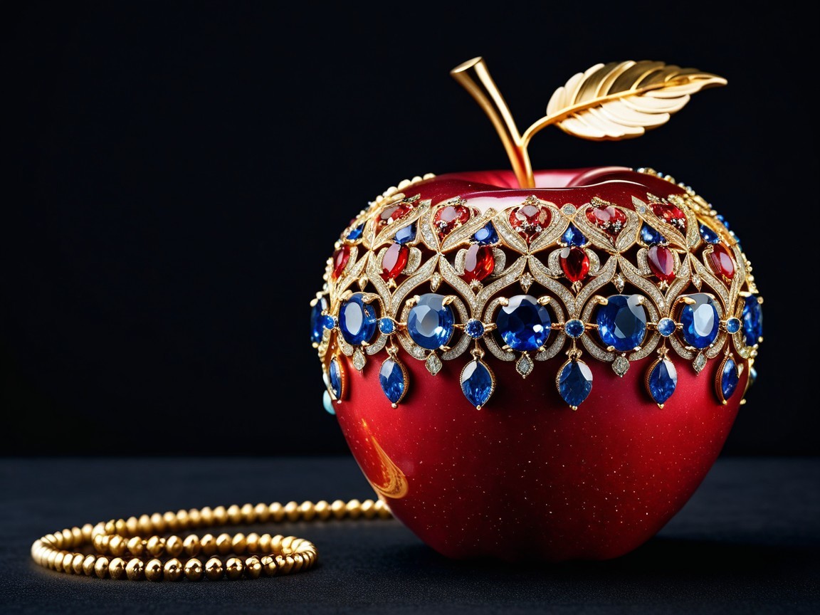 Decorative Apple with Gold and Gemstone Patterns