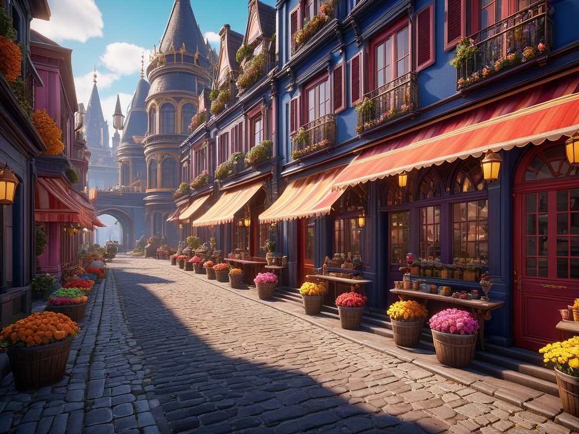 Charming Cobblestone Street with Colorful Buildings