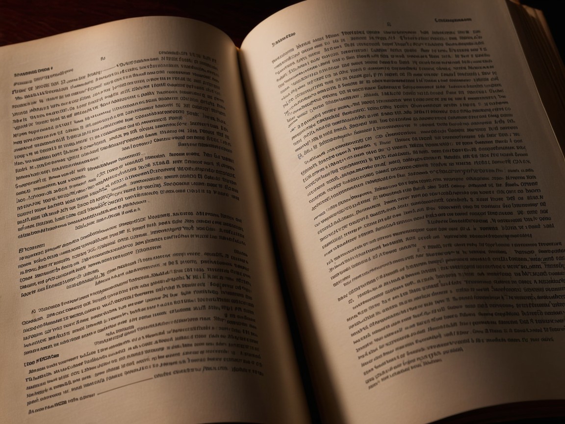 Open book with organized text and warm lighting