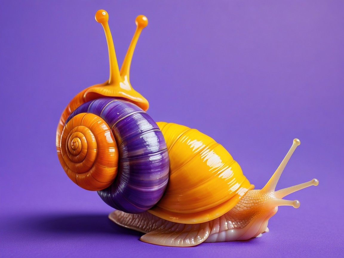Vibrant Snail with Colorful Shell on Purple Background