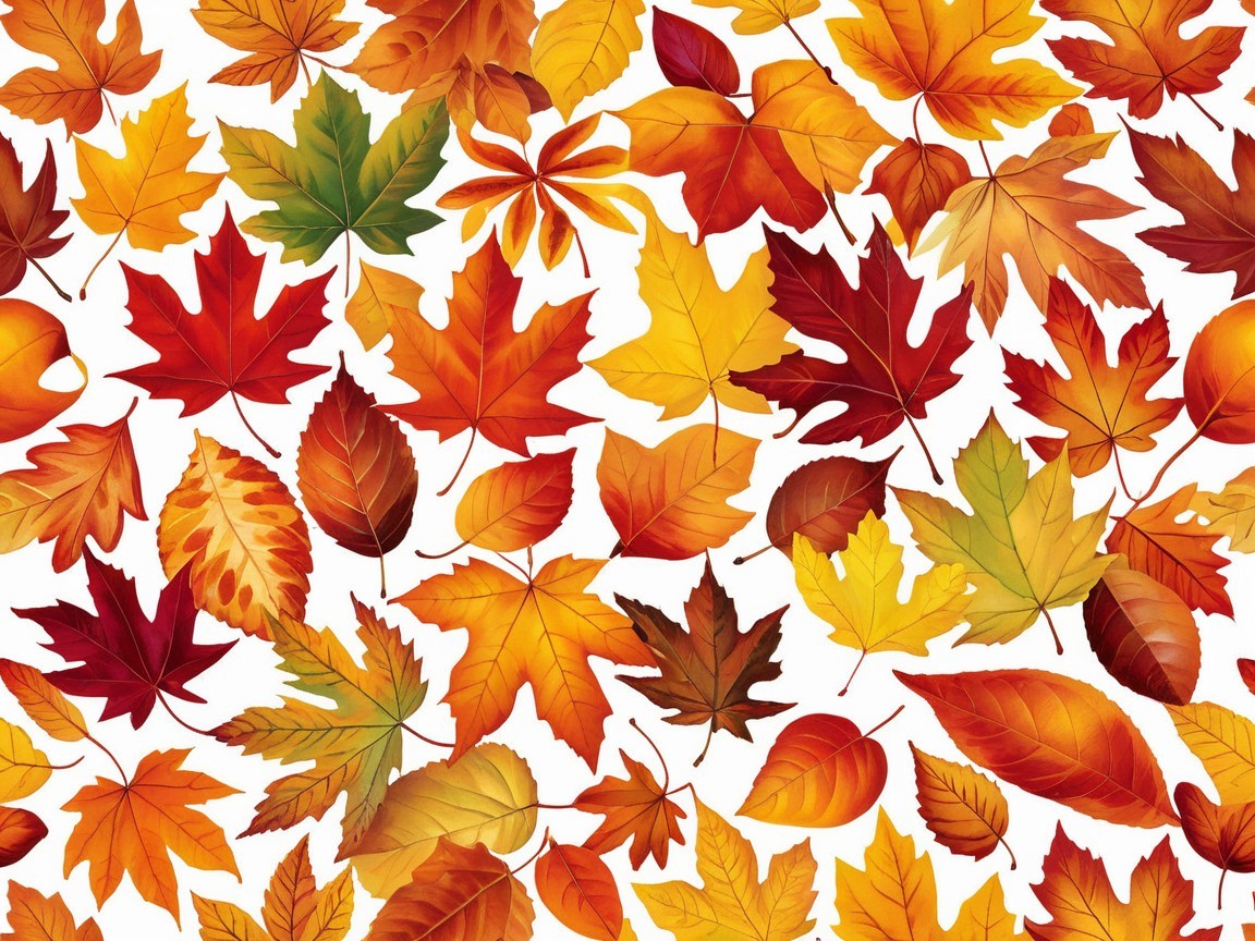 Vibrant Autumn Leaves Arrangement on White Background