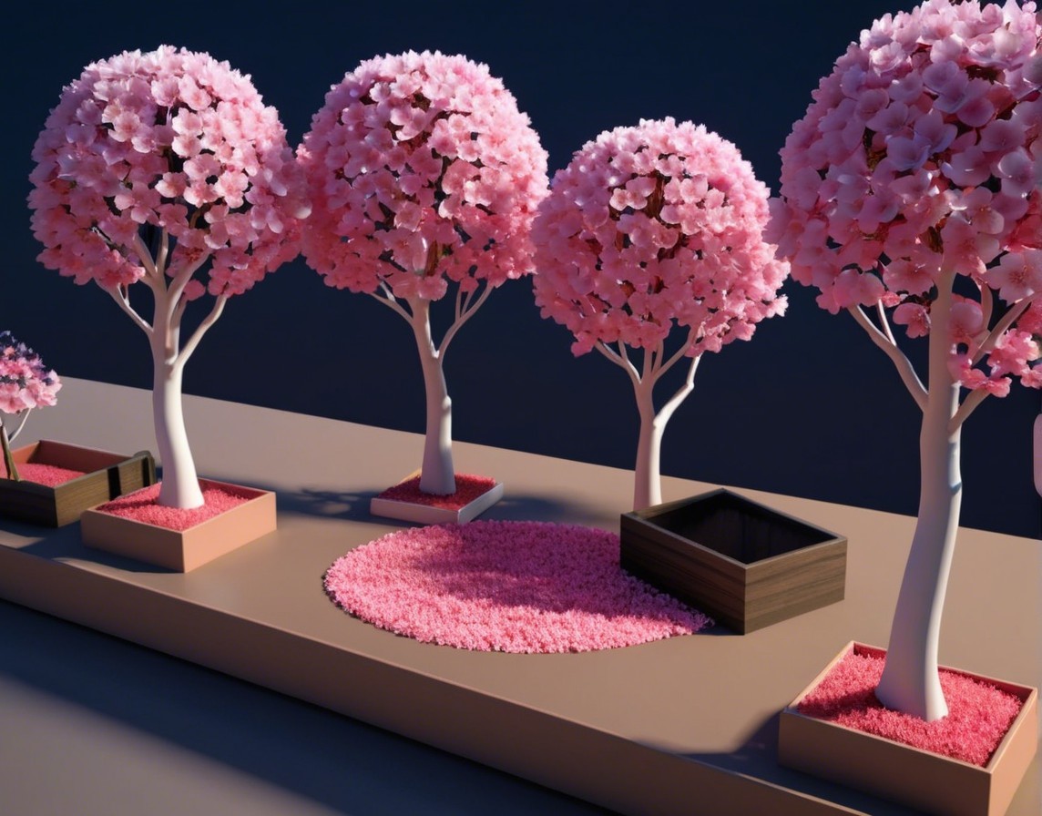 Vibrant Cherry Blossom Trees and Serene Pathway Scene