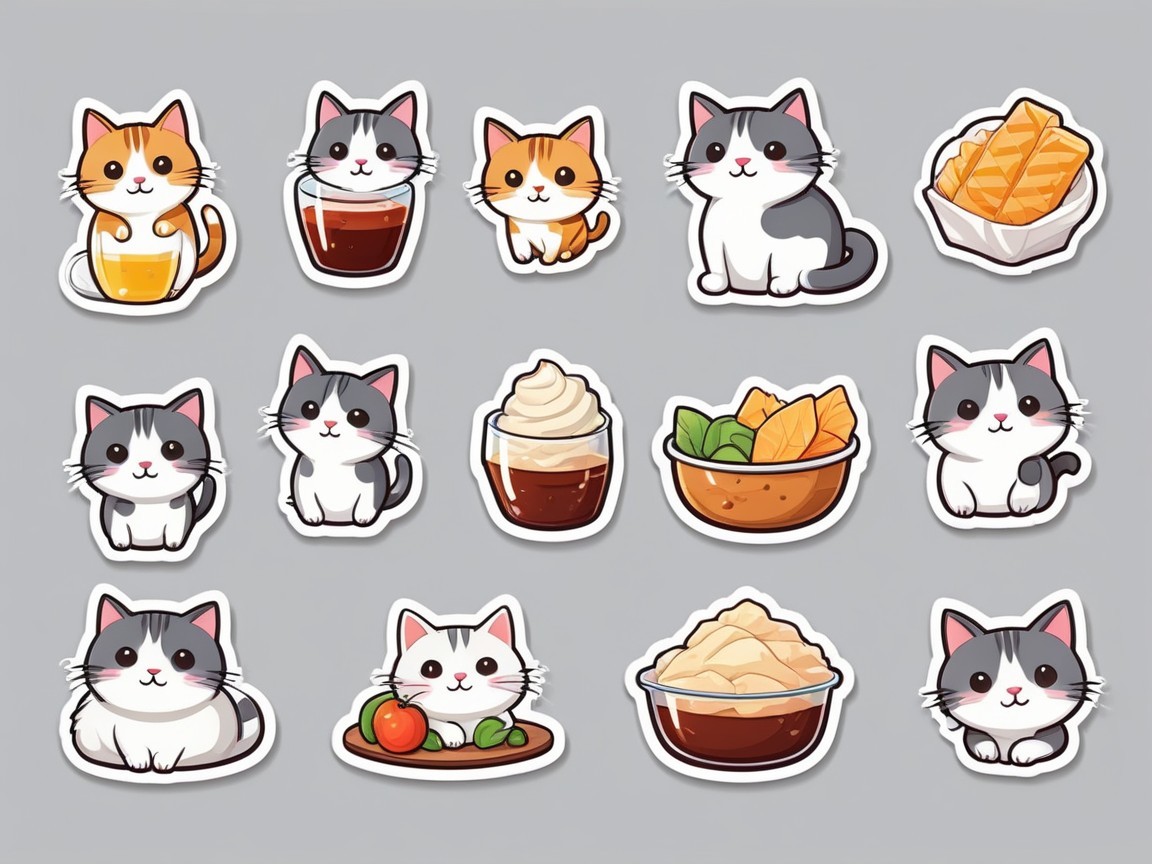 Chibi Cat Sticker Sheet with 12 Cute Designs