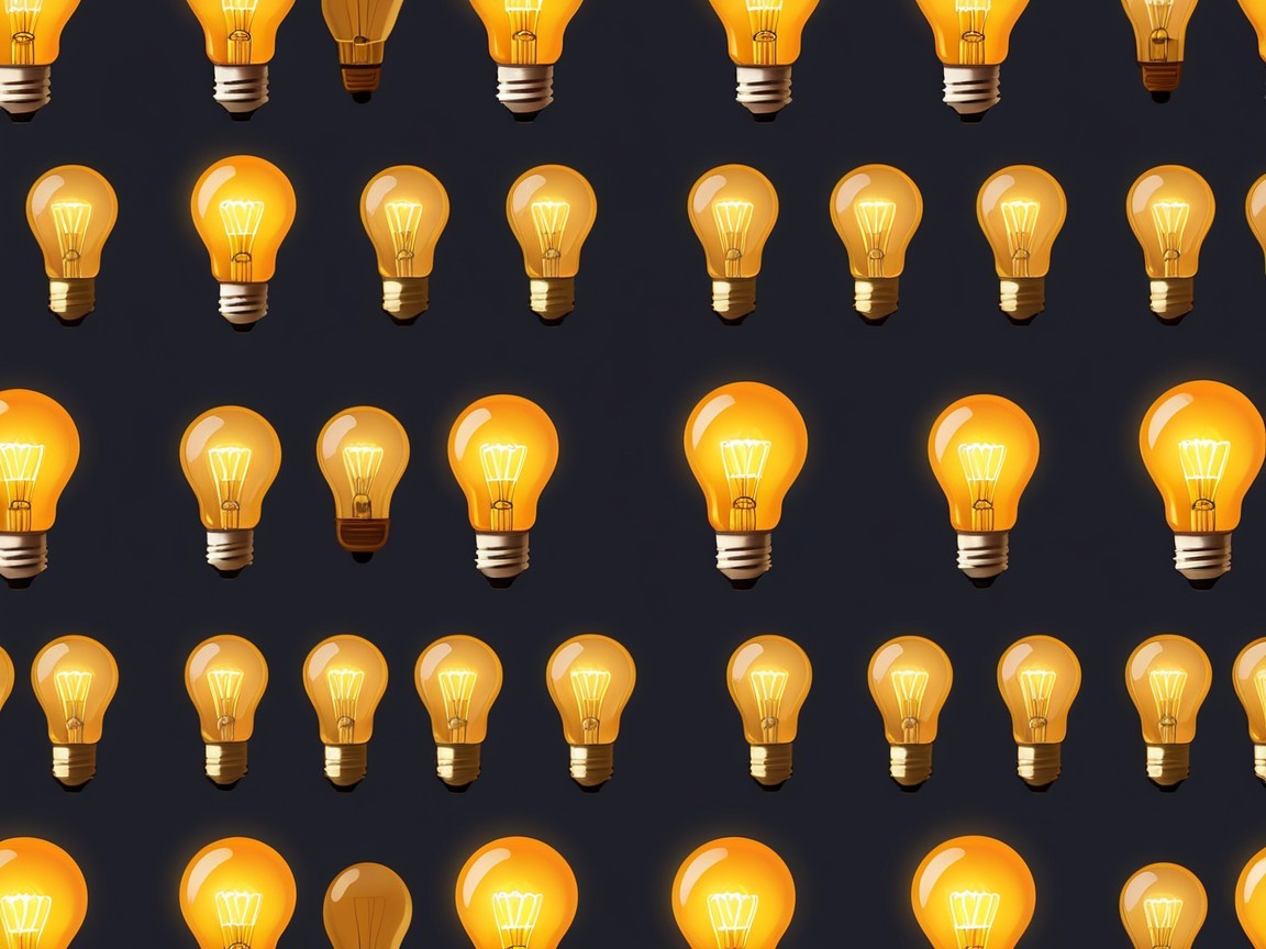 Vintage Light Bulb Pattern on Dark Background