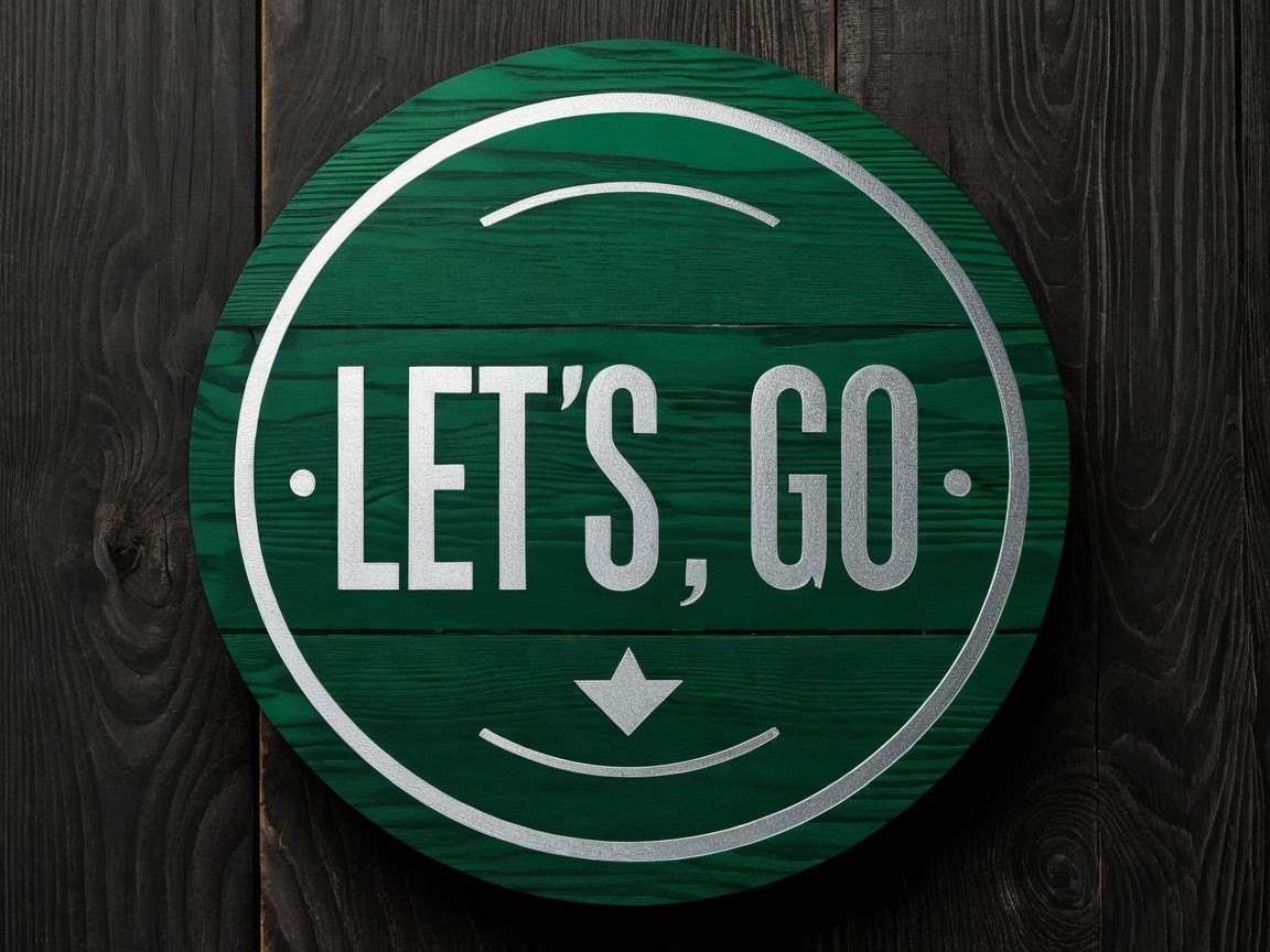 Modern Circular Wooden Sign with Green Background