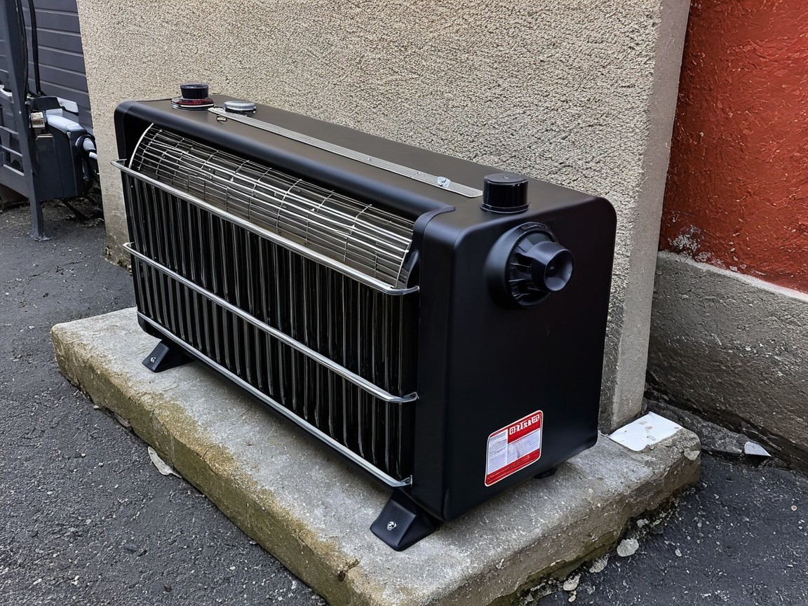 Black Portable Heater with Sleek Design and Controls