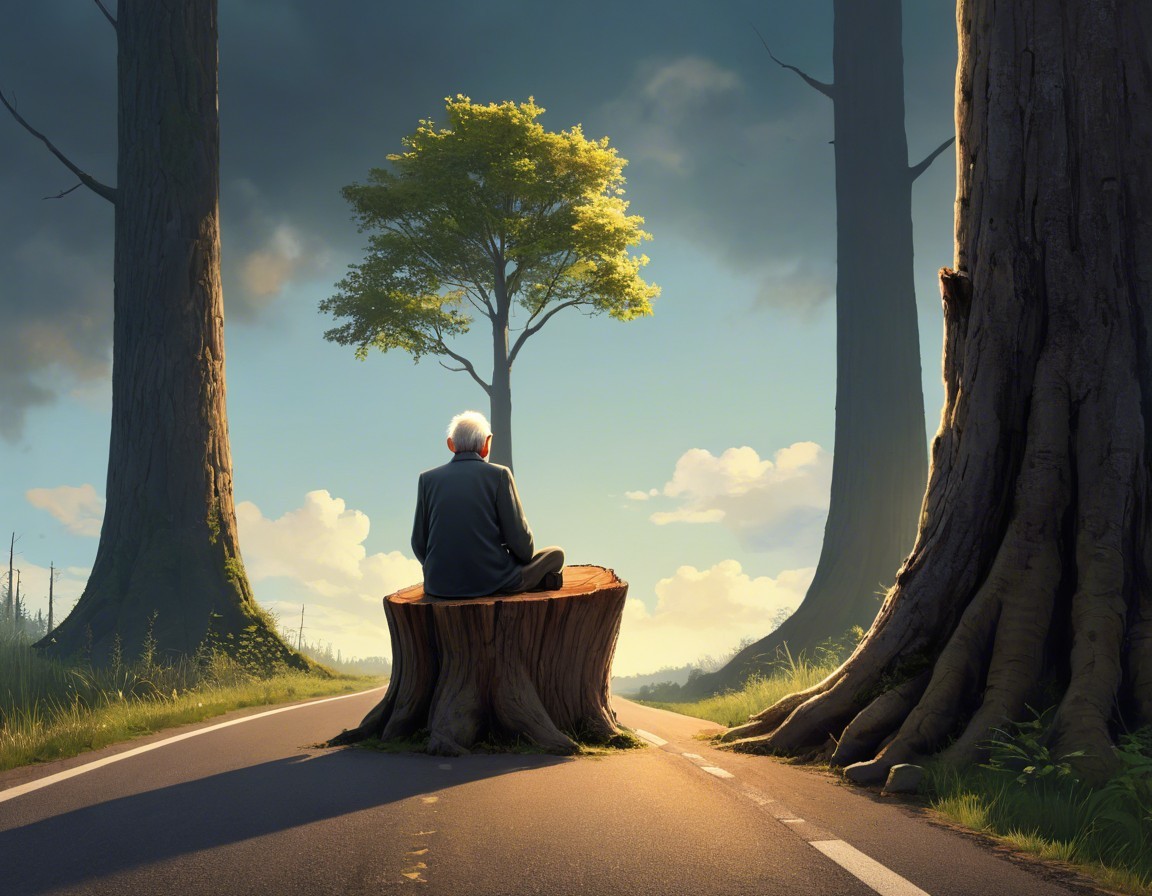 Solitary Figure in a Serene Nature Landscape