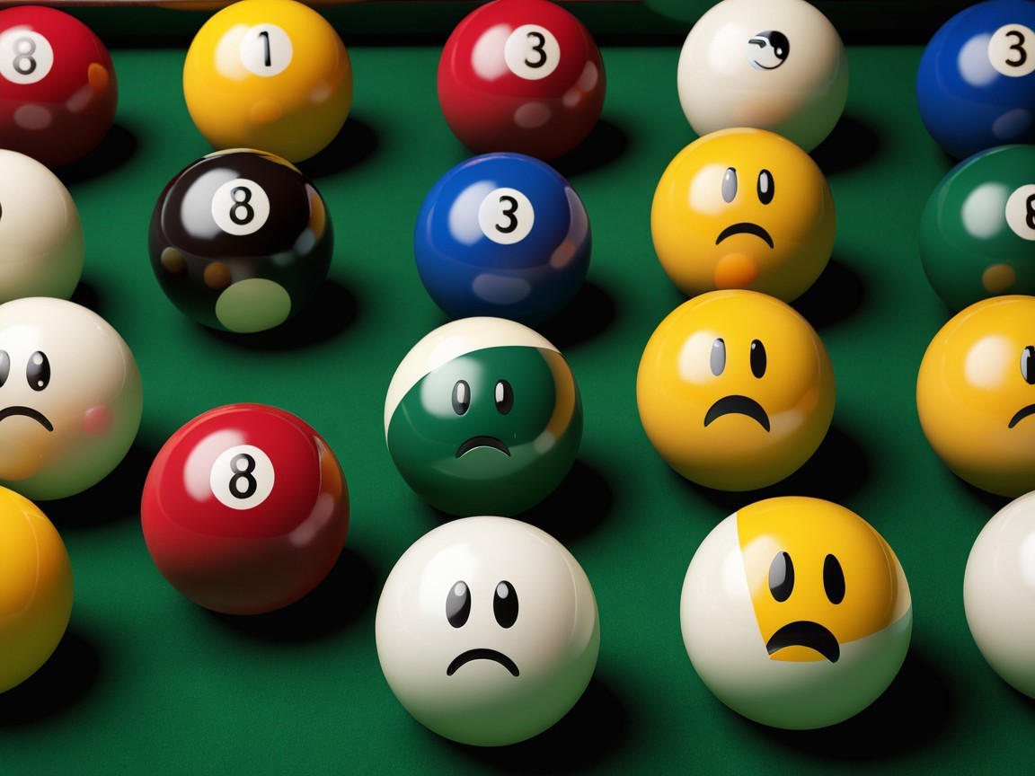 Vibrant Billiard Balls on Green Felt Pool Table