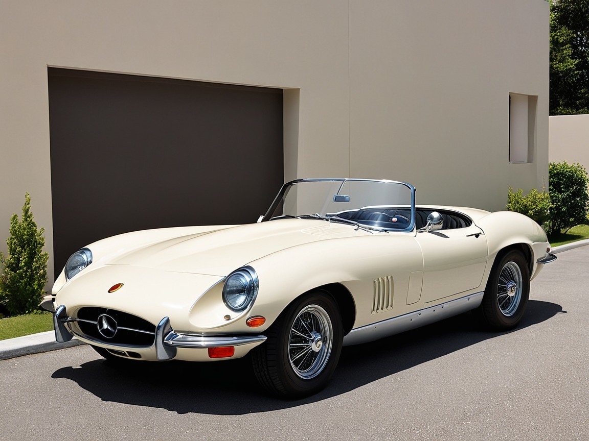 Elegant Cream Convertible Car with Chrome Accents