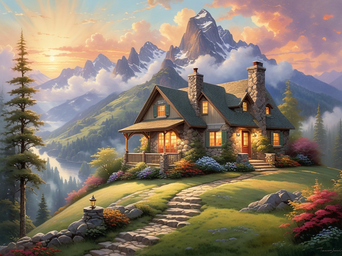 Charming Cottage in a Mountainous Floral Landscape