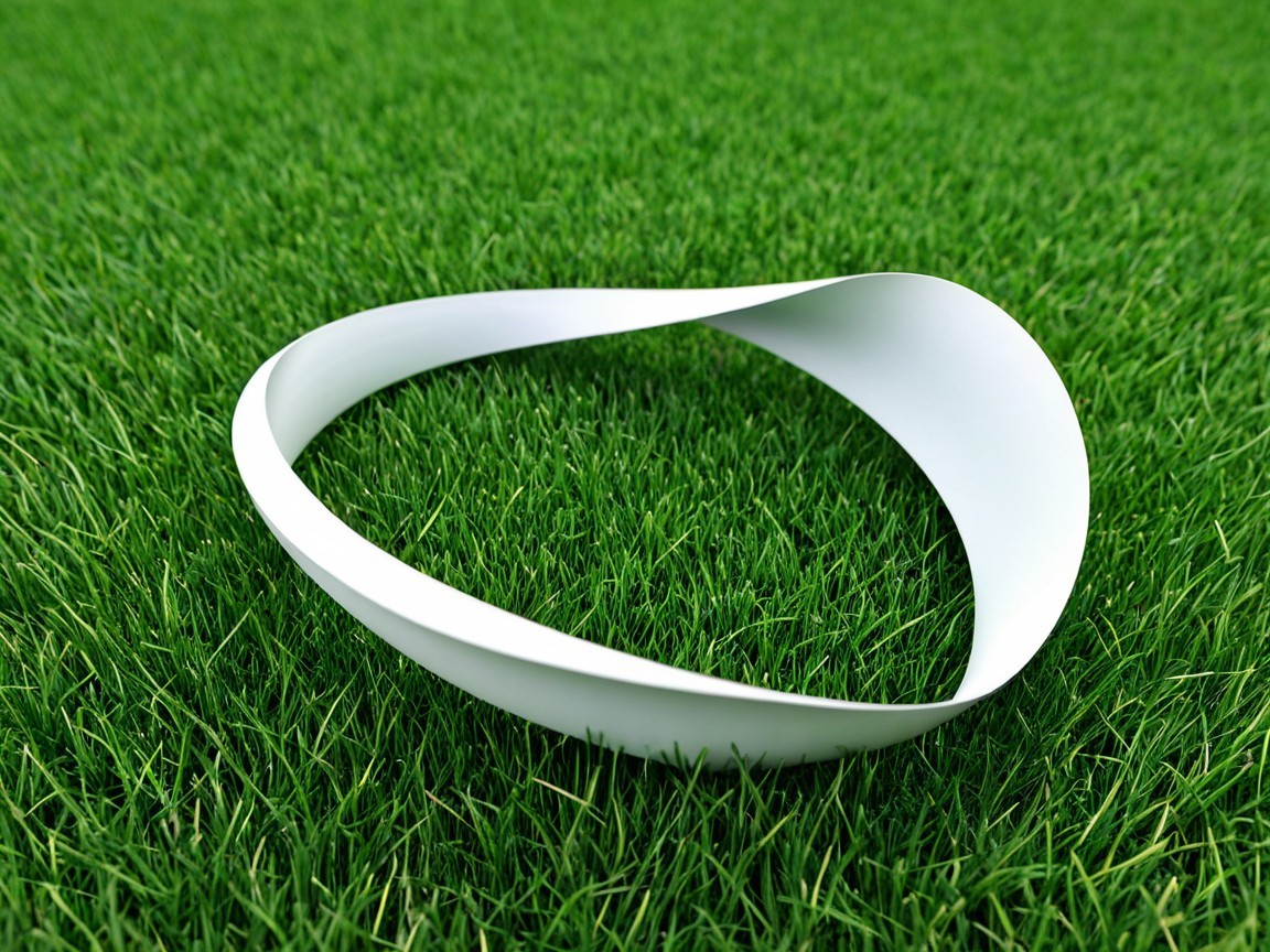 Twisted White Ribbon on Green Grass Field