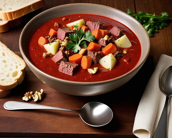 Hearty Beef Soup with Carrots and Potatoes