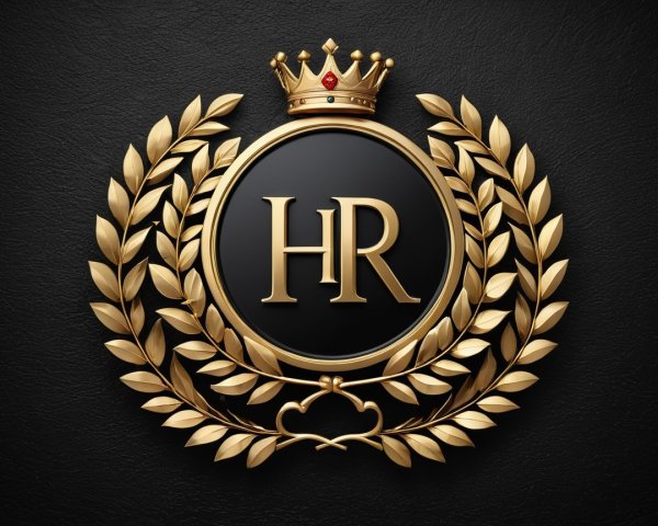 Luxurious Emblem with Black Center and Gold Wreath