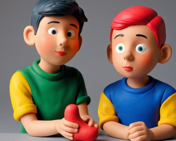 Cartoon Characters with Oversized Heads and Colorful Outfits