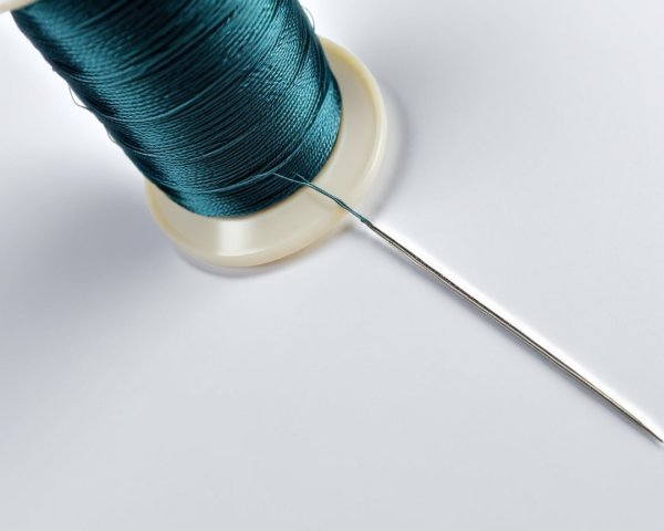 Emerald Green Thread on Beige Spool with Needle
