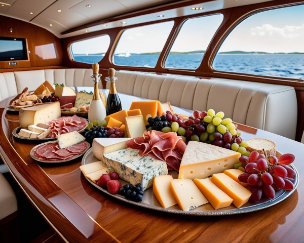 Luxurious Cheese and Charcuterie Display on Boat