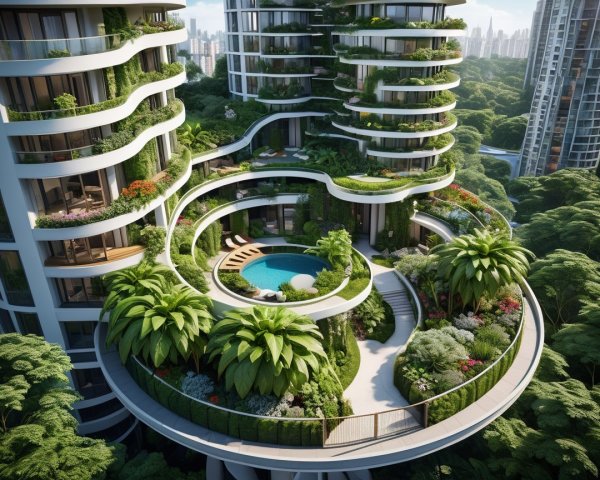 Modern Eco-Friendly Residential Towers with Greenery