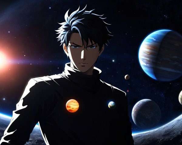 Silhouetted Figure in Futuristic Space Setting