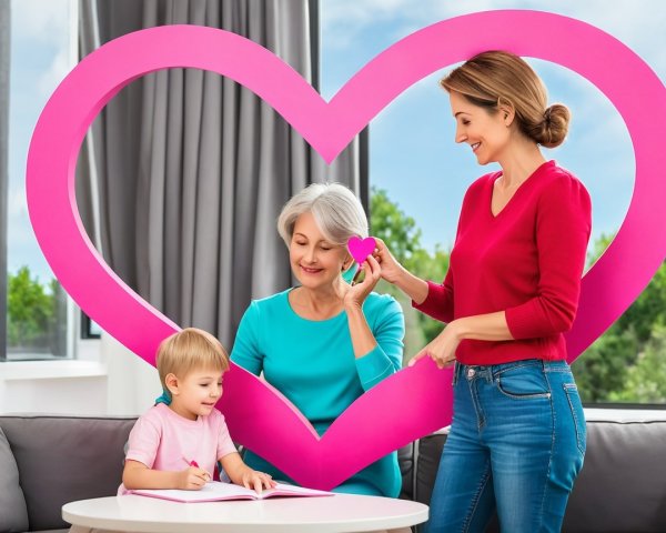 Joyous Family Drawing Moment with Natural Light