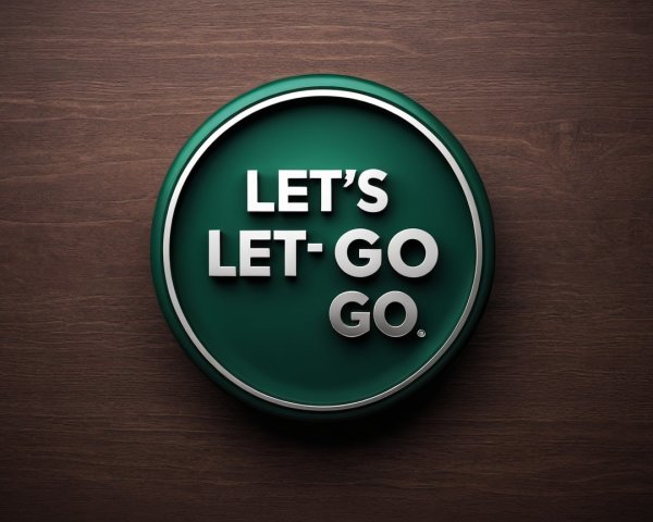 Circular Badge with Teal Border and Wooden Background