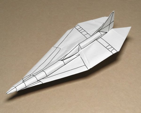 Sleek Paper Airplane Design Resembling Military Jet