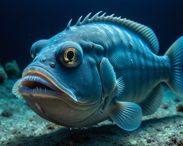 Close-Up of a Large Fish in Underwater Environment