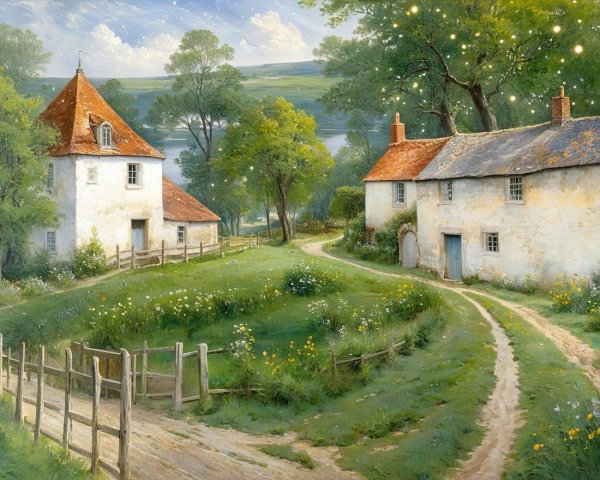 Charming Cottages in a Serene Green Landscape