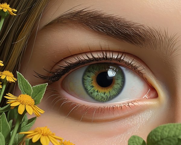 Close-Up of an Eye with Green and Golden Hues
