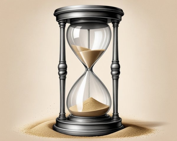 Elegant hourglass with metallic frame and flowing sand