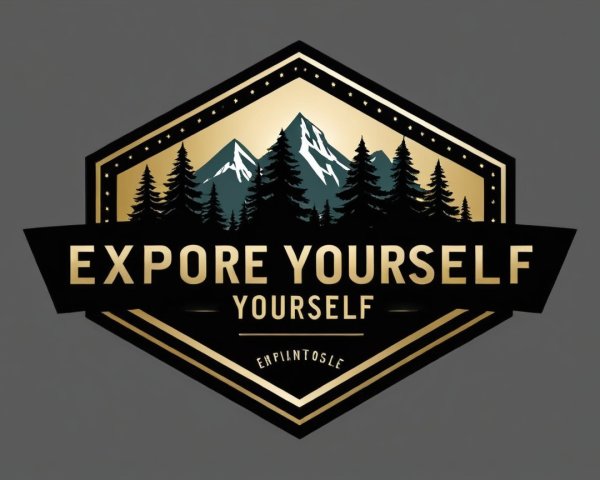 Badge Logo Featuring Mountains and Forest Design