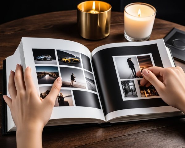Photo Album Displaying Cars in Candlelit Setting