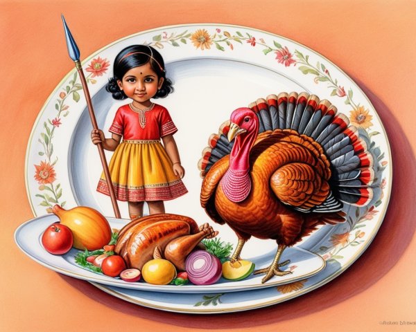 Thanksgiving Feast Illustration with Cultural Elements