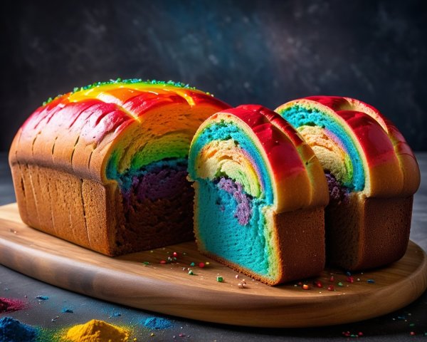 Vibrant Rainbow Loaf Cake with Colorful Icing