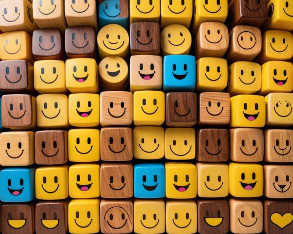 Colorful Wooden Blocks with Smiley Faces Displayed