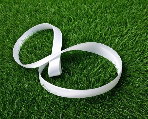 White Ribbon Infinity Symbol on Green Grass