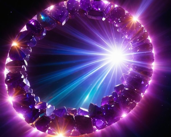 Circular Arrangement of Amethyst Crystals in Space