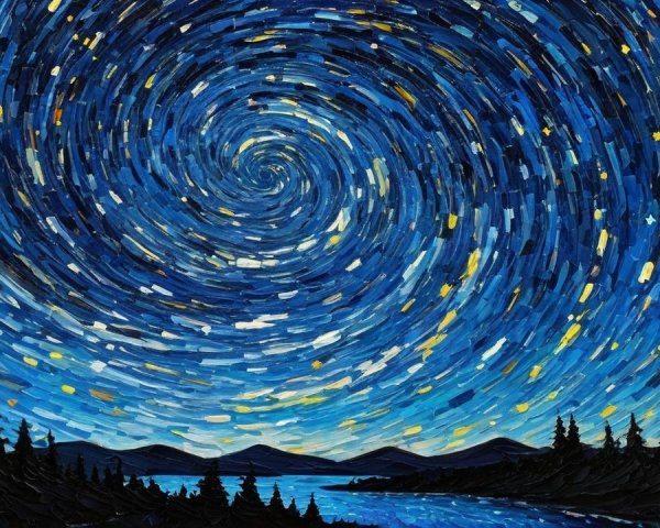 Vibrant Night Sky with Stars and Reflective River