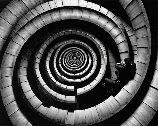 Monochromatic Spiral Staircase with Human Element