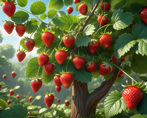 Vibrant Strawberry Plant with Lush Green Leaves