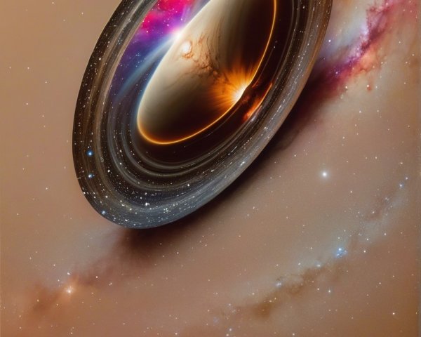 Cosmic Scene with Planet and Colorful Nebulae