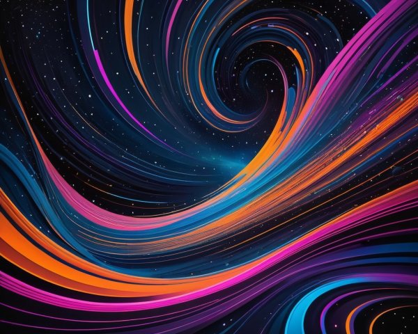 Vibrant Abstract Cosmic Swirl with Starry Background