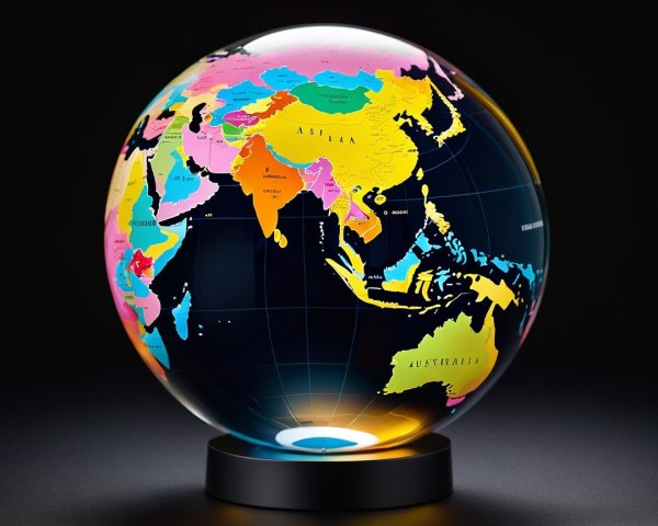 Colorful Illuminated Globe of Asia and Australia