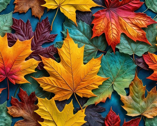 Colorful Maple Leaves in Vibrant Autumn Pattern