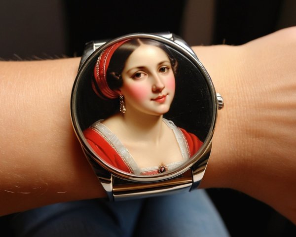 Wristwatch with Detailed Portrait of a Woman