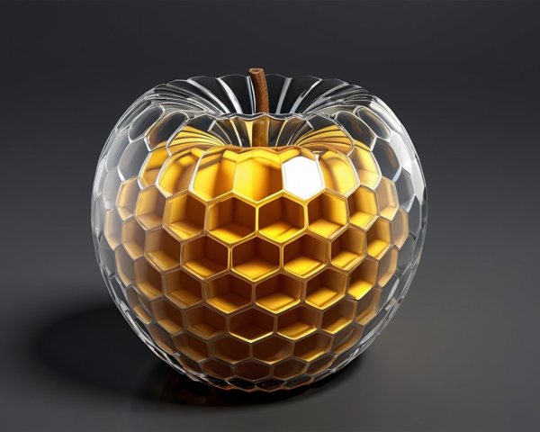 Close-Up of Glass Apple with Honeycomb Structure