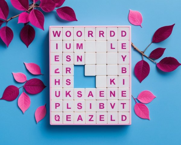 Flat Lay of Pink and White Letter Tile Puzzle