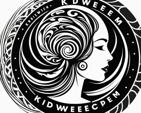 Stylized Black-and-White Woman's Profile Illustration